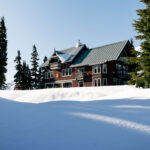 The Journeyman Lodge sits in the snow in its backcountry locale in the Callaghan Valley, Whistler.