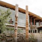 The Sister Poles outside the Squamish Lil'wat Cultural Centre.