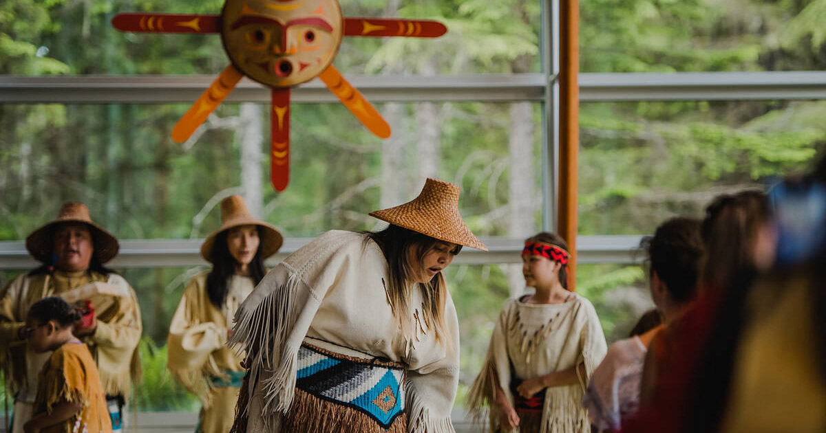 Cultural Ambassadors at the SLCC perform their hand drum, welcome dance.