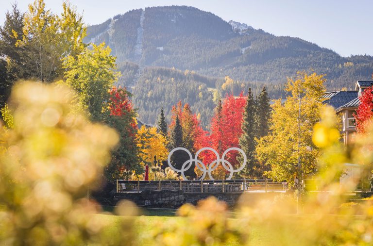 Whistler Olympic Plaza in fall colours.