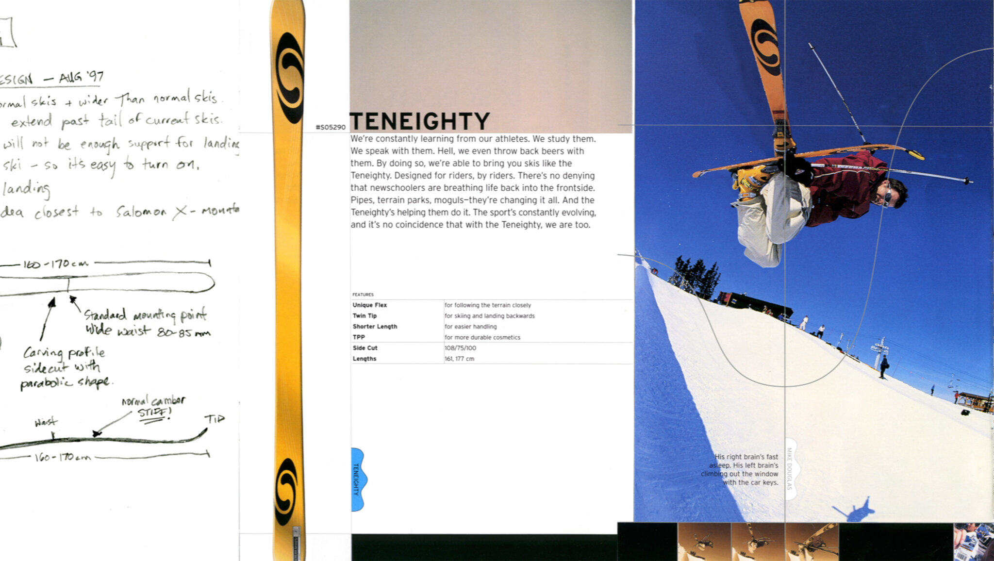 A magazine article about the twin tips that Mike Douglas and other developed in Whistler.