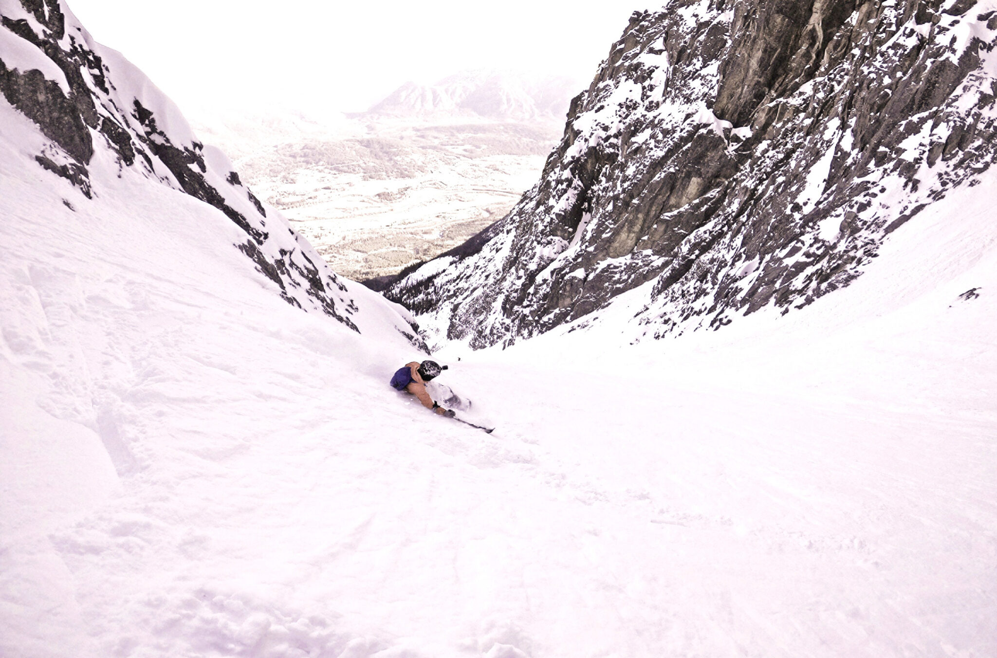 Sit skier Alex Cairns descending Mount Currie in Pemberton.