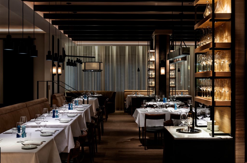 The chique dining room at Il Caminetto in Whistler.