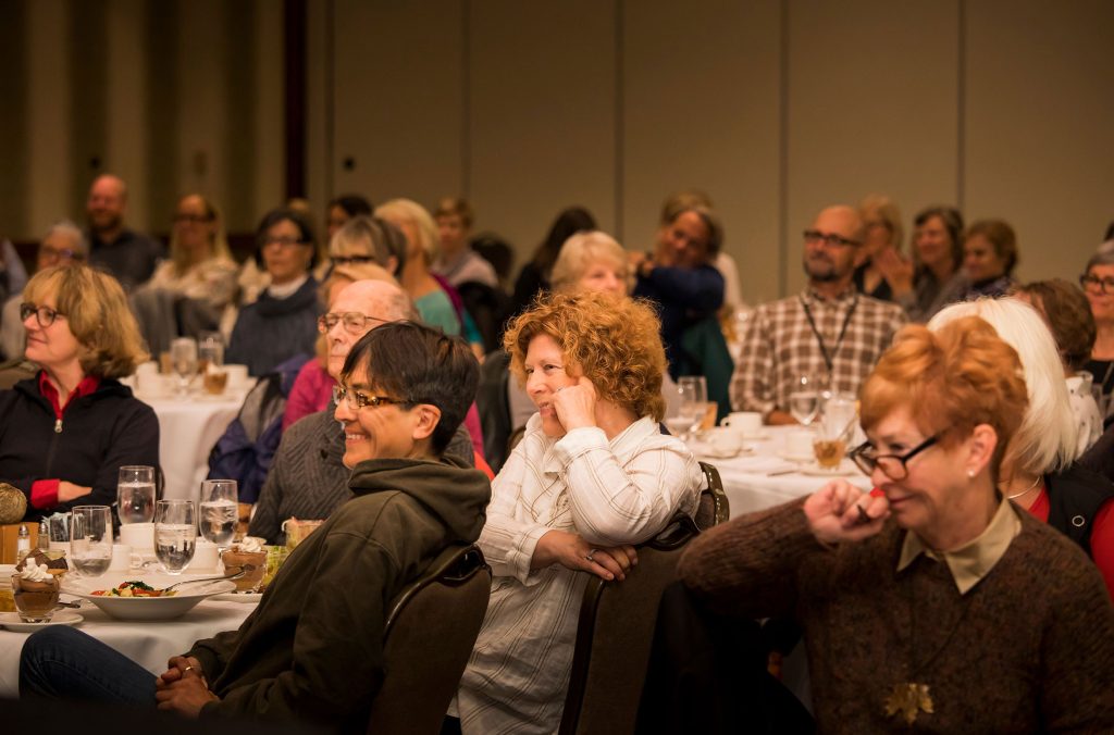 A room full of people enjoy the Whistler Writers Festival. 