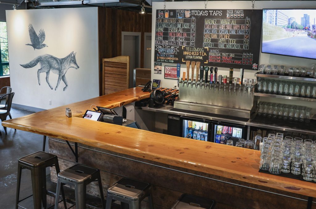 The beer taps at Hunter Gather in Whistler.
