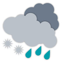 Cloudy with scattered wet flurries.