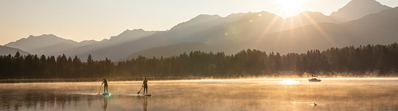 Paddleboarding on the lake in Whistler BC