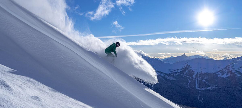 Snowboarder Mirae Campbell in Lakeside Bowl on Blackcomb Mountain.