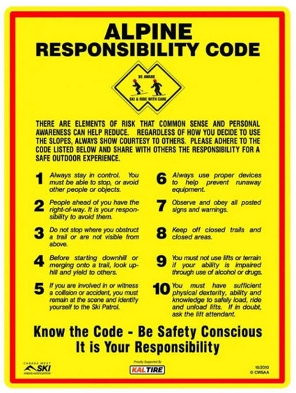 Whistler Blackcomb Alpine Responsibility Code