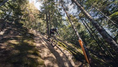 An ultra athlete conquering the Fitzimmons Mountain range in Whistler British Columbia