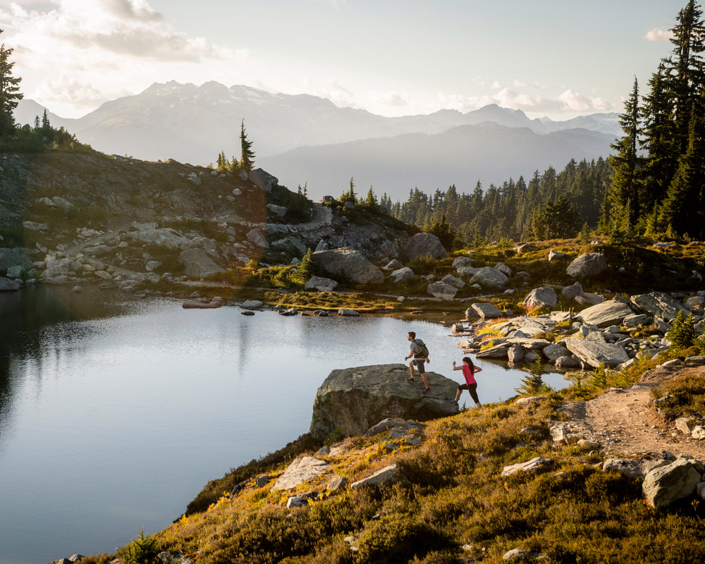 Hiking and picnicking in the high alpine in Whistler