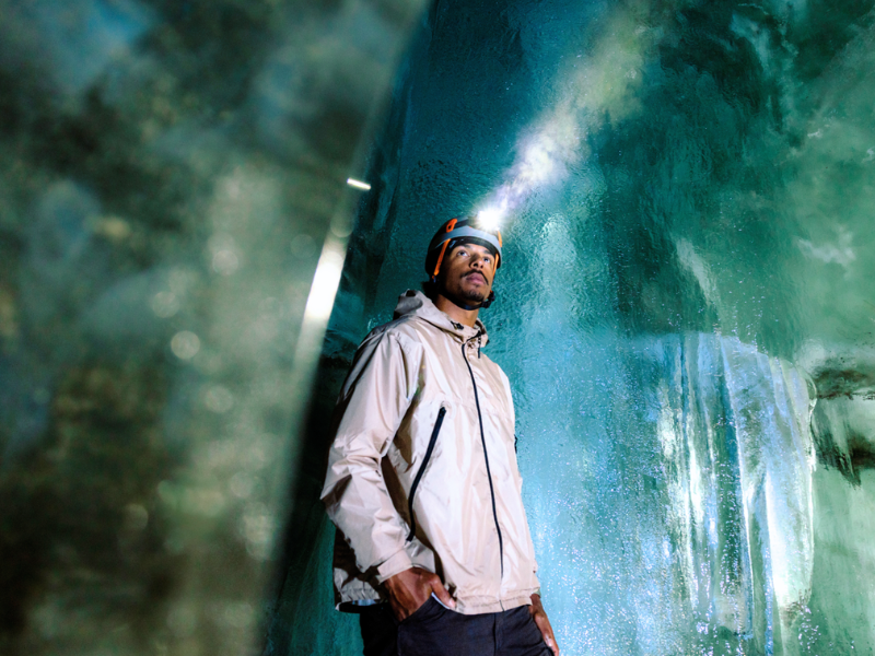 Beyond Whistler helicopter ice cave experience on the Pemberton Icefield near Whistler.