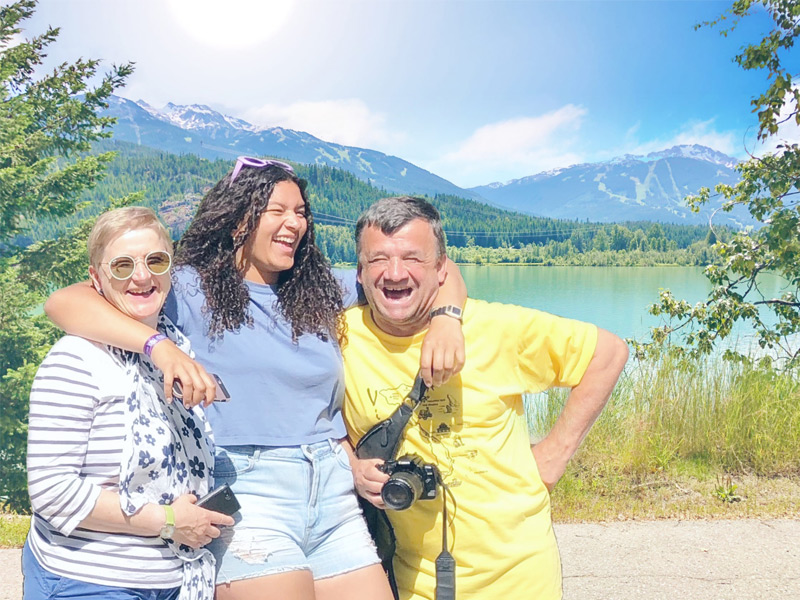 A guided walking tour through Whistler Village showcases mountain views, public art, pedestrian streets and iconic landmarks.