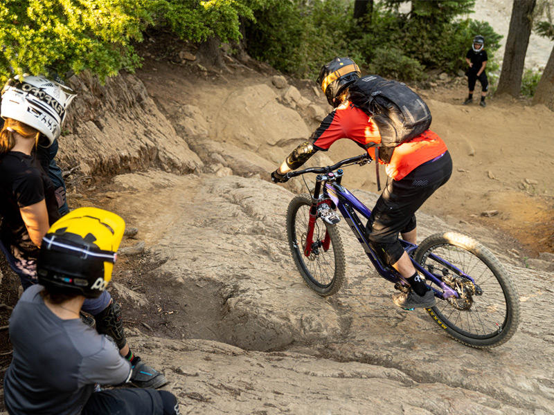 Teen mountain bike lesson in Whistler Bike Park.