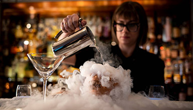 Bartender making a uniqe cocktail in Whistler