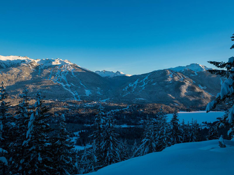 A wintery view of Whistler Blackcomb from up high