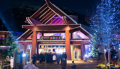 People outside the Conference Centre in Whistler Village during Whistler Film Festival