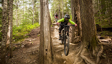 Two women riders in the Whistler Mountain Bike Park