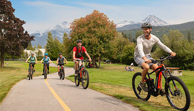 Riding cross-country trails in the mountains of Whistler