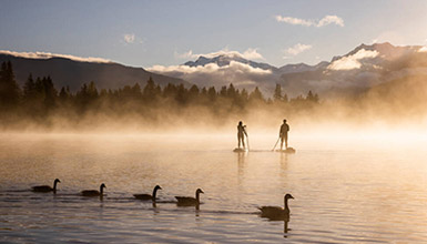 People paddling on Alta Lake in Whistler