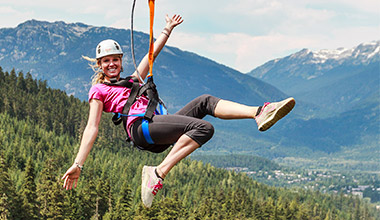 Ziplining over the mountains in Whistler
