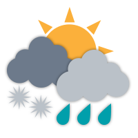 Cloudy with sunny periods and isolated wet flurries.
